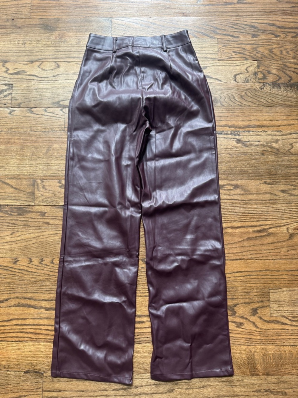 VICI Faux Leather Pants Burgundy High Waist Straight Leg Size Small NWOT - Picture 2 of 5